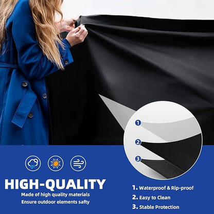 Perfect Grill Cover for Outdoor Grills Waterproof Rip-Proof Weather Resistant for Reliable Protection Griddle Cover Easy to Clean Adjustable Hem Drawstring Fade Resistant (Black, 58)