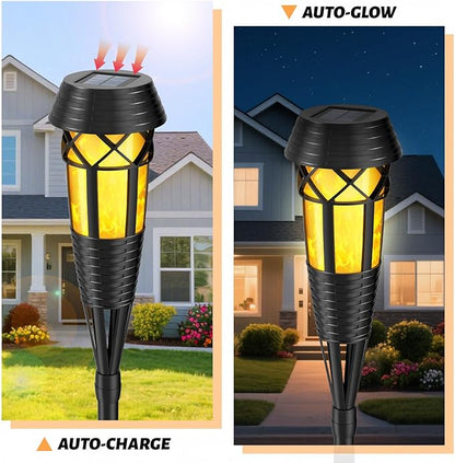 Flickering Flames Torch Light Solar Garden Lights Waterproof Landscape Lighting - 4 Pack