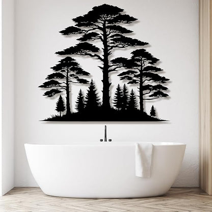 Metal Pine Tree Wall Art - Nature Decor, Christmas Pine Tree, Wall Hanging - 38"W x 34"H / 96 x 85 cm