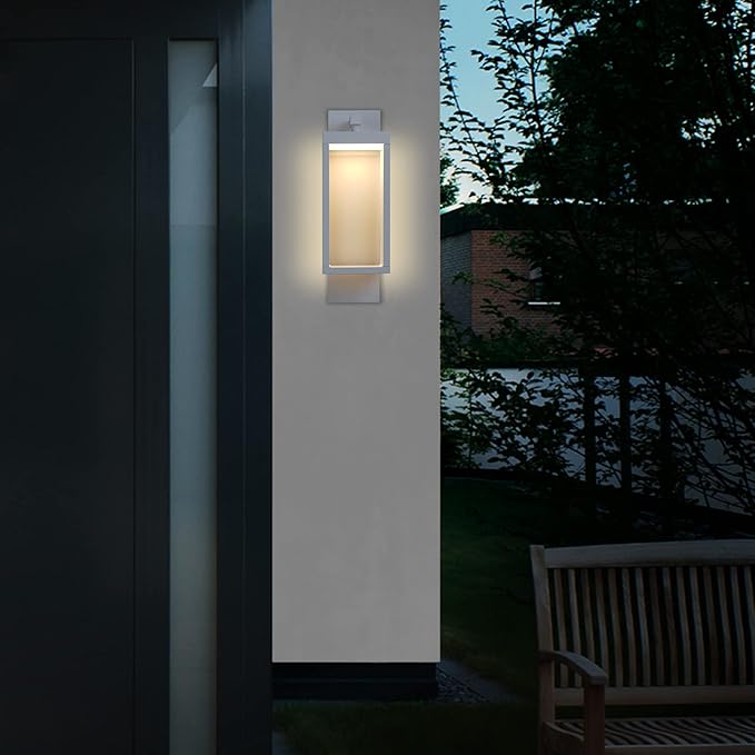 Outdoor Wall Light White Porch Light for House,LED Exterior Lighting Fixture Wall Mount Sconce with Glass IP54 Waterproof,13W 750LM