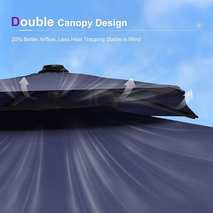PURPLE LEAF 10FT Cantilever Outdoor Umbrellas Large Patio Umbrella Hanging Double Top Square Offset Umbrella with 360°Rotation Tilting Umbrella Outdoor Patio, Navy Blue