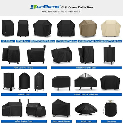 SunPatio 2 Burner Gas Grill Cover 32 inch, Heavy Duty Waterproof Small BBQ Grilling Cover, Compatible for Weber Char-Broil Nexgrill and More Grills with Collapsed Side Tables, All Weather Protection