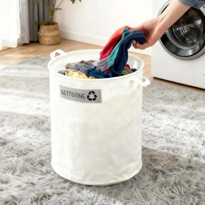 Collapsible Canvas Garden Bag 20 Gallon, Heavy Duty Reusable Lawn and Leaf Yard Waste Bag with 4 Handles, Tear-Resistant for Lawn Clippings, Storage, Moving