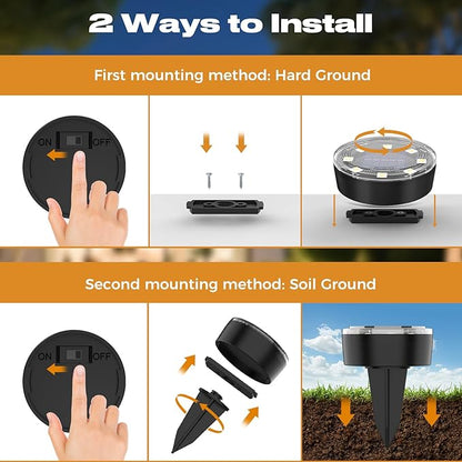 Mini Solar Ground Lights, 24 Pack Solar Lights Outdoor Waterproof, Upgraded LED Flat Landscape Lighting for Outside Pathway Garden Patio Yard Driveway,Warm White