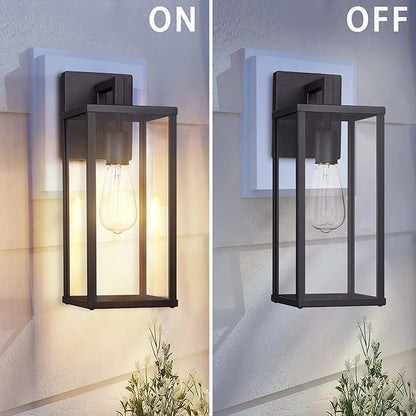 Outdoor Wall Lantern, 15" Large Exterior Waterproof Wall Sconce Light Fixture, Anti-Rust Black Porch Lights Mount Lighting for Outside, Patio,Front Back House, Garage, Entryway