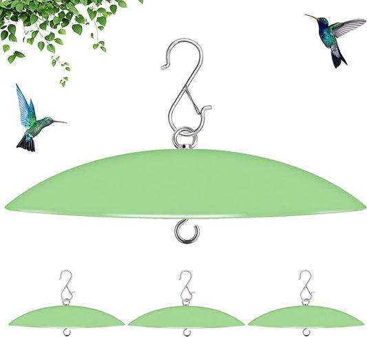 13" Bird Feeder Rain Guard, Hummingbird Feeder Shade Dome Cover, Hanging Baffle for Bird Feeder Pole,Smart Birds Feeder's Umbrella(Light Green), 4 Pack