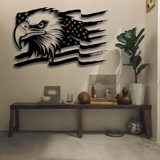 American Eagle Metal Wall Art,American Flag Wall Decor,US Large Metal Eagle Wall Sign,Fourth of July Independence Day Flag,Metal Flag Hanging,Patriotic Gift (48x30inches / 121x76cm, Style 1)