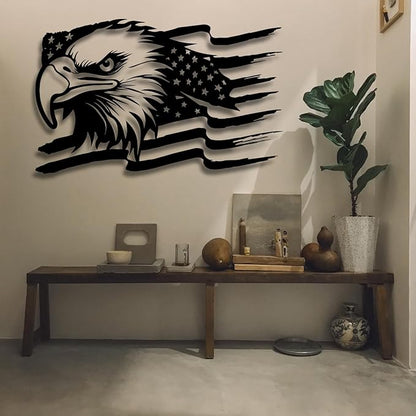 American Eagle Metal Wall Art - US Large Eagle Wall Sign - Patriotic Independence Day Gift, 41x26inches / 105x66cm, Style 1