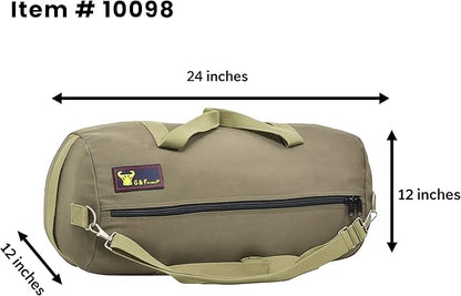 Waxed Canvas All Purpose Military Style Duffle Bag, Water-Resistant, Adjustable Strap, Fully Lined, Double Zipper Closure, heavy Duty, Olive Green