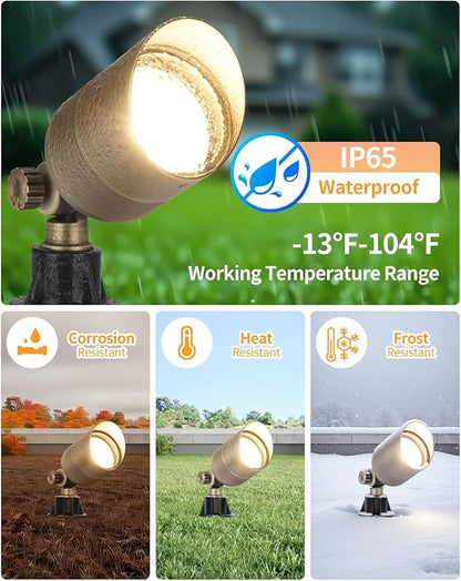Cheopha Solid Brass Low Voltage Outdoor Spotlight, 12V Landscape Lighting, Compact Size Low Voltage Spot Light with Replaceable 5W MR16 LED Bulb 2700K, IP65 Outdoor Spotlights for Yard Garden 1-Pack