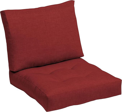ARDEN Outdoor Plush Modern Tufted Blowfill Deep Seat Set, 24 in x 24 in, Weather-Proof, Rain-Proof, Fade Resistant Patio Cushion, Ultra Cozy Ruby Red Leala