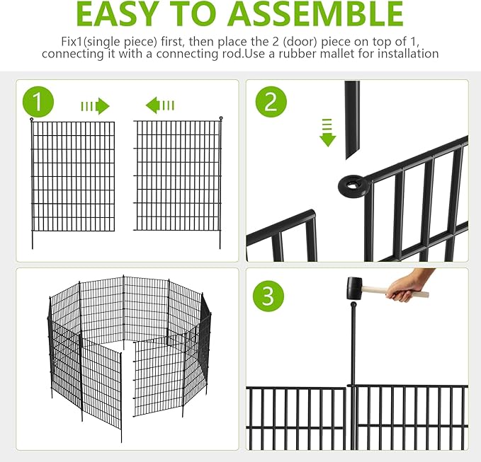 15 Panels No Dig Garden Fence, 40 in(H) X 36.3 ft(L) Metal Fence Panels, Thickened Rustproof Garden Fencing, Animal Barrier Fence for for Dogs, Rabbits, Landscape, Patio