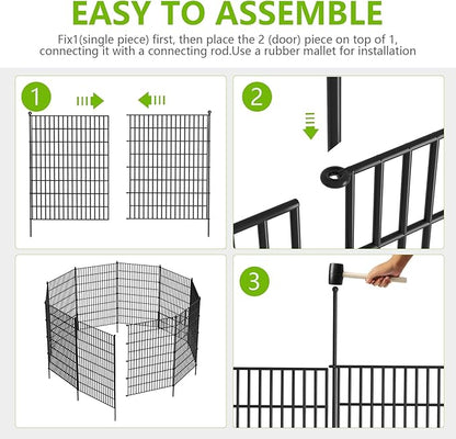 15 Panels No Dig Garden Fence, 40 in(H) X 36.3 ft(L) Metal Fence Panels, Thickened Rustproof Garden Fencing, Animal Barrier Fence for for Dogs, Rabbits, Landscape, Patio