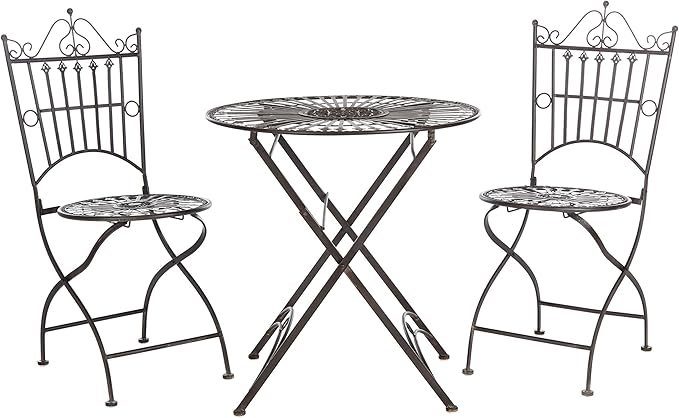 SAFAVIEH PAT5020A Outdoor Collection Belen Pearl White 3-Piece Bistro Set