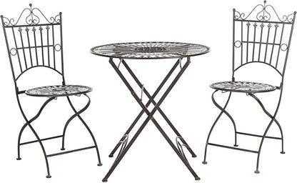 SAFAVIEH PAT5020A Outdoor Collection Belen Pearl White 3-Piece Bistro Set