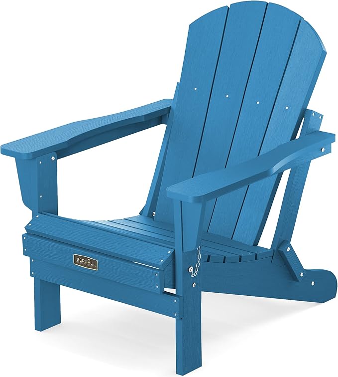 SERWALL Folding Adirondack Chair for Patio Garden Outdoors- Sapphire