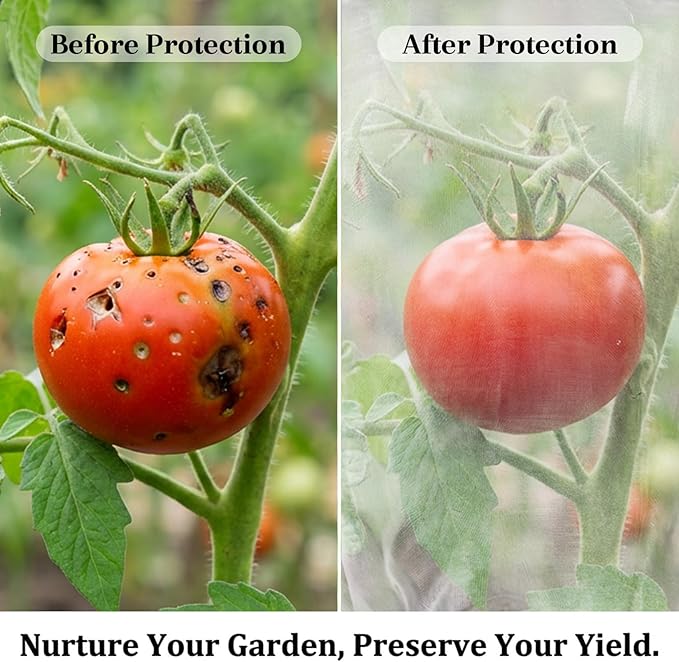 Bird Netting for Garden Protection - Sukh 3.5 x 4.6 FT Blueberry Bush Netting Covers with Drawstring Fine Mesh Plant Pest Barrier for Fruit Trees, Tomato, Strawberry, from Birds & Cicadas (1 Pack)