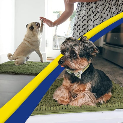 Muddy Mat® | Super Water Absorbent Door Mat Indoor, Microfiber Quick Dry Chenille Entryway Rug, Slip Resistant Front Door Mat, Indoor Mats for Entryway, Machine Washable Pet Rug, Army Green 3ft x 4ft