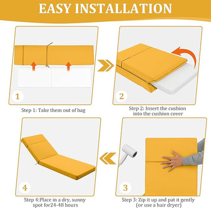 Chaise Lounge Cushion for Outdoor Furniture, Waterproof Fade and Tear Resistant Lounge Deck Chair Cushions for Patio Lawn Pool Resort Hotel