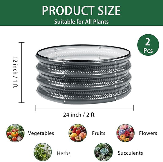 Gartist 2 Pcs 2x2X1 ft Metal Galvanized Round Raised Garden Bed Kit Outdoor, Cream White Planter Garden Bed, Raised Box for Vegetables, Fruits, Flowers & Herbs