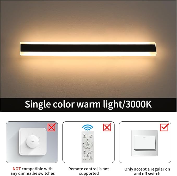 2 Pack Long LED Wall Light, 57inch Modern Wall Sconce, 50W, 3000K Warm White, IP65 Waterproof, White Acrylic, Outdoor Wall Mount Light Fixture for Patio, Garage, Entryway, Fence