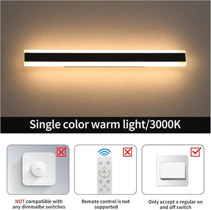 2 Pack Exterior Wall Light Fixture, 59inch Modern Outdoor Wall Sconce, IP65 Waterproof, 3000K Warm White, 55W Black Minimalist Outside LED Strip Lights for Garage, Patio, Balcony, Fence