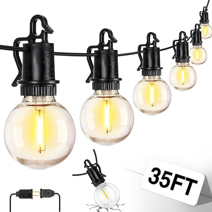 ZJOJO 35FT Outdoor String Lights, G40 Globe Outdoor Lights with 15 Shatterproof LED Bulbs 2700K, IP65 Waterproof Patio Light