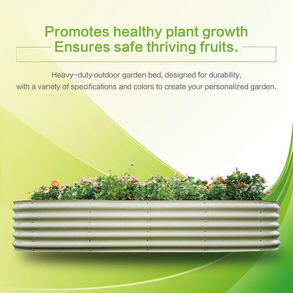 Gardmax Galvanized Raised Garden Bed, Lightweight Planter Boxes Outdoor with Easy Assembly, Large Garden Bed for Vegetables, Fruits, Flower Milk White 8x2x1.5 FT