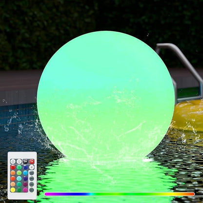 UIRWAY LED Ball Light, 12-Inch Rechargeable RGB Pool Globe, Remote-Controlled Floating Light with 16 Colors & Mood Settings for Pool, Party, Pond
