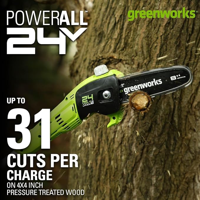 Greenworks 24V Chainsaw,24V Polesaw,Combo Kit(1)2AH Battery, (1) 2A Chargers
