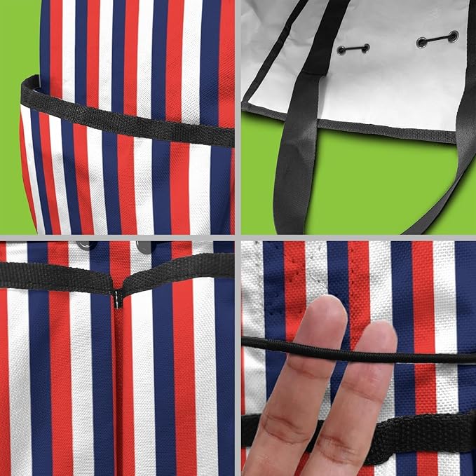 Classic Garden Tool Bag - Waterproof Blue Checkered Garden Tote with 8 Pockets, Large Storage Home Organizer Gardening Tool Oxford Bag for Garden Tools Kits Holder, Gardening Gift for Women & Men