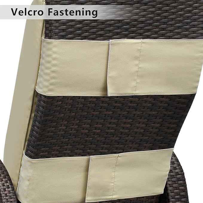 ATR ART TO REAL Outdoor Recliner Replacement Cushion, High Back Chair Cushions Patio Wicker Reclinning Chairs Seat Pad, Removable Cover, Waterproof, UV Resistant (Style B, Khaki)