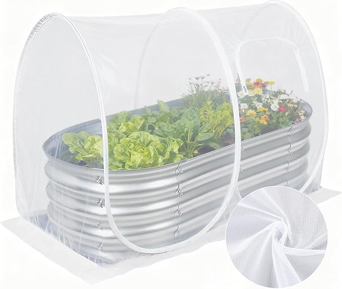 Hiraliy Garden Netting for Raised Beds,Garden Bed Cover Instant Pop-Up,Portable Garder Cover for Raised Garden Bed,Crop Cage for Protecting Plant for Indoor Outdoor,Elevated Bottom,59 X 27.5 X 39