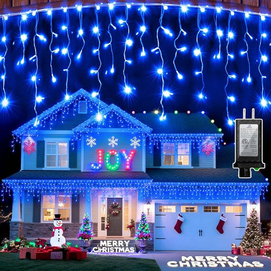 670 LED Christmas Lights with 148 Drops, 66ft 12 Modes Hanging ice String Lights with Timer & Dimmable & Waterproof, Plug-in Fairy Lights for Indoor Tree Holiday Wedding Party Christmas Decor Blue