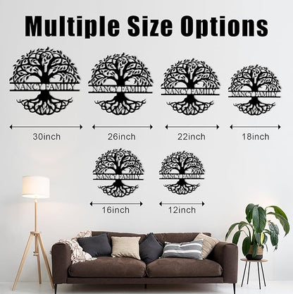 Tree of Life Wall Art, Custom Family Name Sign, Family Tree Wall Decor, Personalized Last Name Sign, Metal Wall Art for Living Room, Bedroom, Indoor, Outdoor, Housewarming Gift