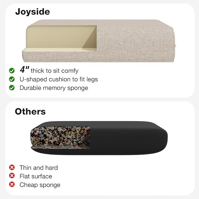 Joyside Outdoor Chair Cushions Set, 22x25/22x24 Inch Patio Furniture Deep Seat Cushions, Water Resistant & Thick Cushion, Outdoor Replacement Cushions for Seat and Sofa (Beige, 1 Set)