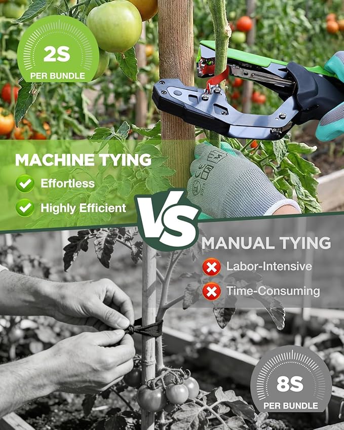 WORKPRO Plant Tying Machine, Lightweight Tape Gun for Tying Vines and Support Plants, Includes Gloves, 20 Rolls of Tape, 10000 Staples, Ideal for Tomatoes, Grapes, Cucumber and Vegetables