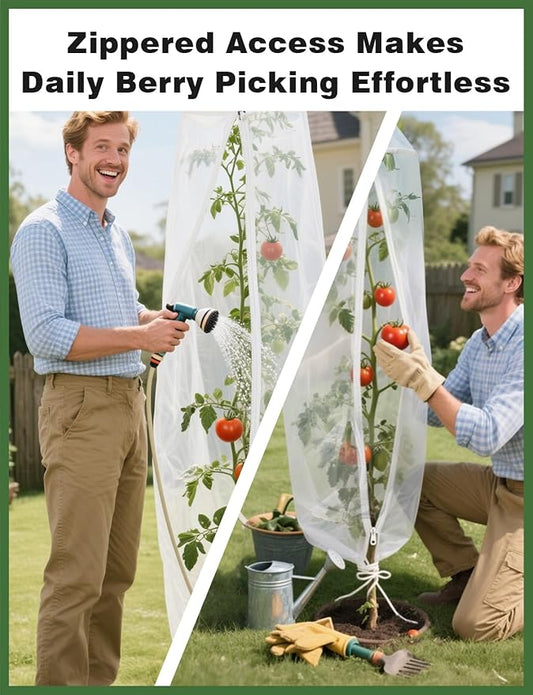 Mellbree 4 PCS Blueberry Bush Netting Cover, 3.3X2.7FT Zippered Bird Netting for Blueberry Bushes Mesh Plant Covers for Garden to Protect Bush/Tomato/Strawberry from Bugs,Cicadas with Drawstring