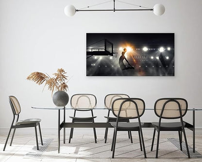 Muolunna BK06675 Basketball Sports Canvas Wall Art Picture 1 Panel Sports Painting Art Prints For Living Room Boys Room Office Wall Decor Artwork