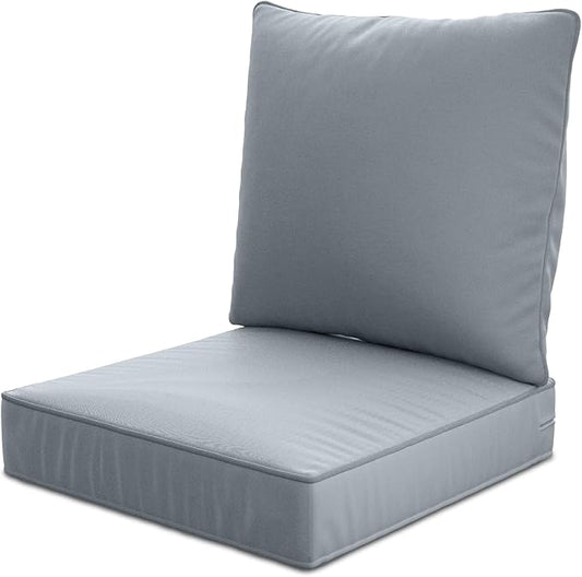24" x 24" x 6" Outdoor Deep Seat Cushions Set - Waterproof & Fade Resistant Patio Furniture Replacement Cushions, Non-Slip Outdoor Cushions Fit Loveseats, Couches, Chairs, and Sofas.