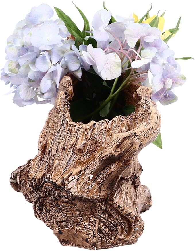 Pilipane Artificial Driftwood Planter Realistic Resin Succulent Planter Vintage Tree Root Stump Log Like Flower Container Pot for Home Garden Decoration Indoor Outdoor Use