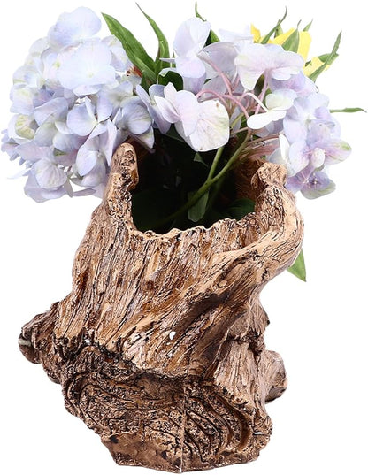 Pilipane Artificial Driftwood Planter Realistic Resin Succulent Planter Vintage Tree Root Stump Log Like Flower Container Pot for Home Garden Decoration Indoor Outdoor Use