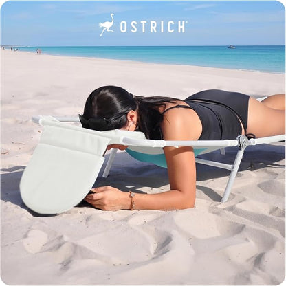 Ostrich the Ladies Comfort Lounger with Chest Support, Foldable and Portable Reclining Outdoor Patio Beach Lawn Camping Pool Tanning Chair, White