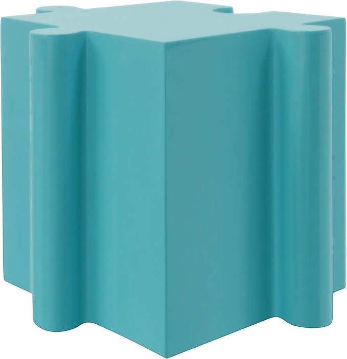Christopher Knight Home Daton Interlocking Puzzle Outdoor Side Table, Lightweight Concrete Patio Coffee Table, Convex Edge MGO Modular End Table, Creative Set Up for Indoor&Outdoor Use, Sky Blue