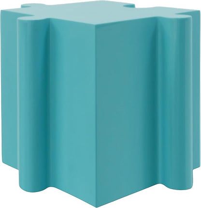 Christopher Knight Home Daton Interlocking Puzzle Outdoor Side Table, Lightweight Concrete Patio Coffee Table, Convex Edge MGO Modular End Table, Creative Set Up for Indoor&Outdoor Use, Sky Blue