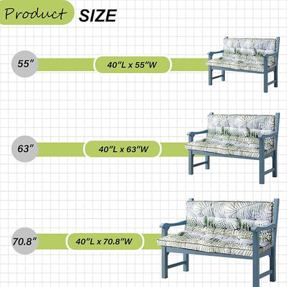 Swing Replacement Cushions with Backrest, 2 or 3 Seater Waterproof Non-Slip Overstuffed Swing Pad, Indoor/Outdoor Bench Cushion for Porch Chair Swing Garden Furniture (Flower color2, 40 * 70.8in)