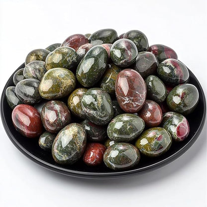 Polished Stone Set Dragon Blood Jasper Crystals, Handpicked Tumbled Gemstones Rocks, Pebbles for Reiki, Chakra, Healing, Home Decor 0.6" Inches 7 Ounces