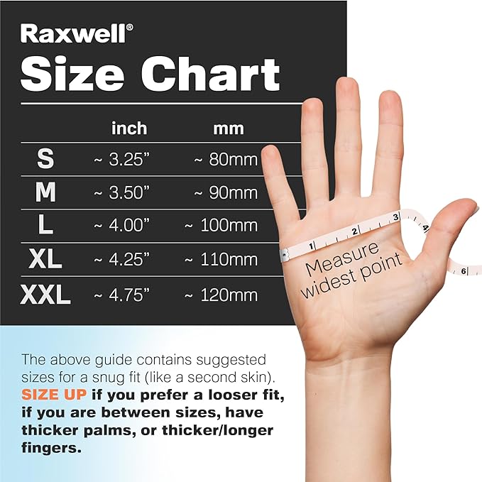 Raxwell Orange Nitrile Gloves 8.5 Mil - Powder-Free Puncture-Resistant Protection - Diamond-Texture Work Gloves with Grip
