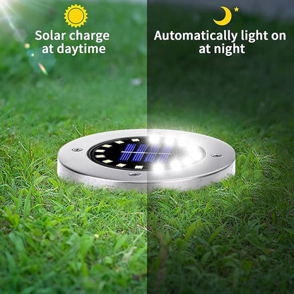 NFESOLAR 16 Pack Solar Lights Outdoor, 16 LEDs Bright Solar Ground Lights Outdoor Waterproof for Pathway Garden Yard Lawn Walkway Driveway (White)