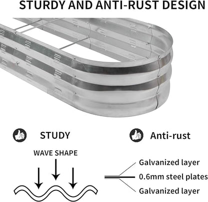 GADI 67-Inch Galvanized Raised Garden Bed, Metal Planter Box for Vegetables and Flowers, Large Outdoor Gardening Kit, Easy DIY Assembly, Weather-Resistant & Rust-Proof